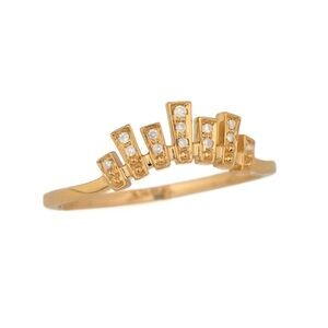 14k Yellow Gold Celine D’aoust Diamond Crown Ring Retail $1538.